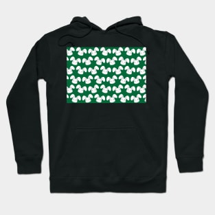 Cute White Bunny on Green background Hoodie